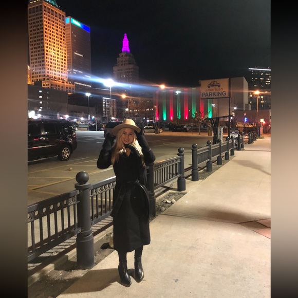 Black Badgley Mischka Full-Length Wool Coat - Picture 7 of 7